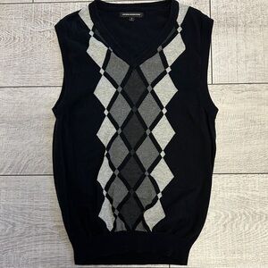 Express Black and Gray V-Neck Sweater Vest